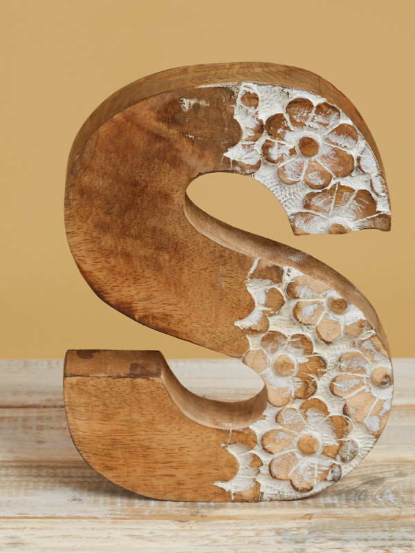 Wood Carved Letter – S